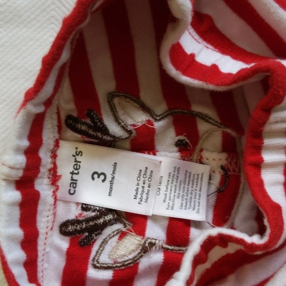 carter's striped reindeer comfy pants 3 months baby unisex - Picture 6 of 6